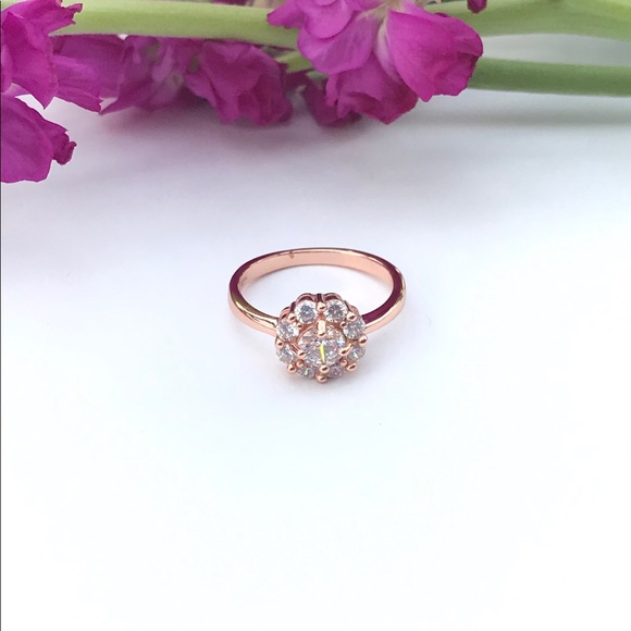 Rose Gold Plated Clear CZ Sterling Silver Ring - Picture 4 of 8